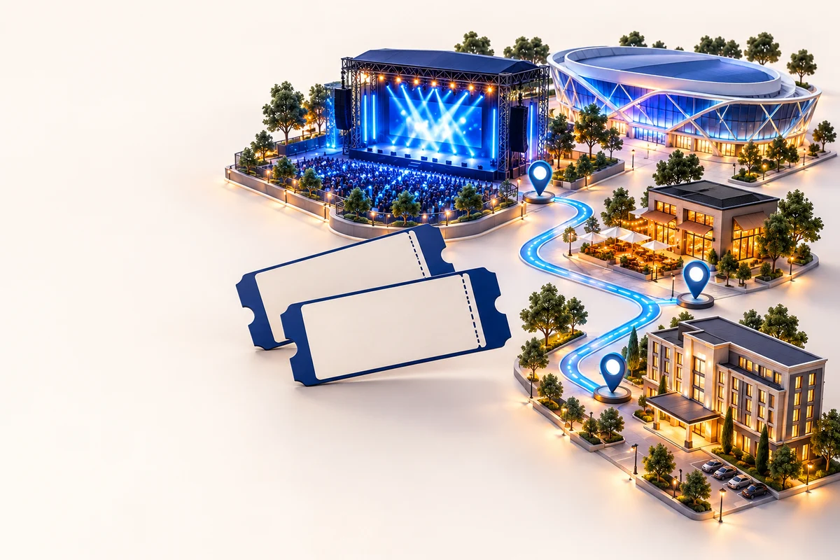 Illustration of an event connected with local dining, stays and visitor planning